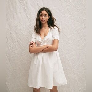 Madewell tie front white mini dress size 6